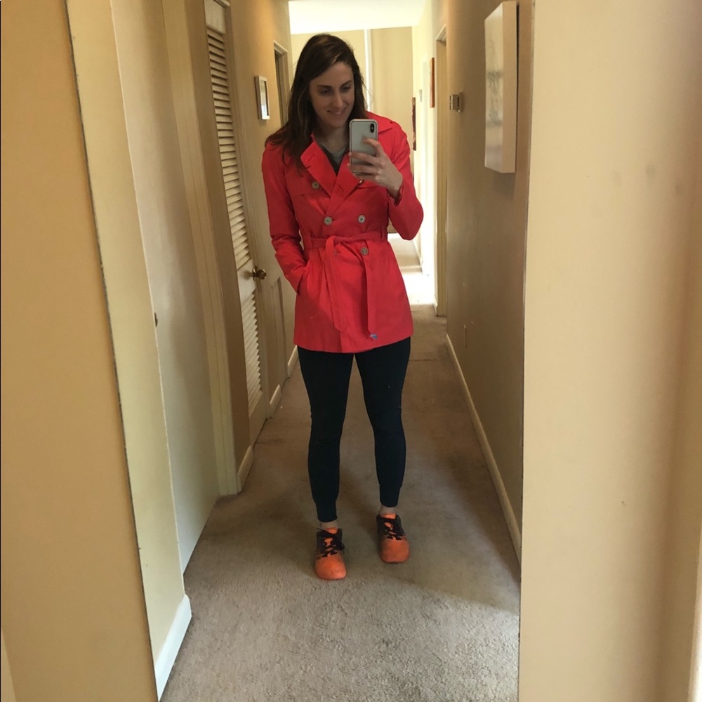 EXPRESS SMALL CORAL RAIN JACKET/TRENCH COAT